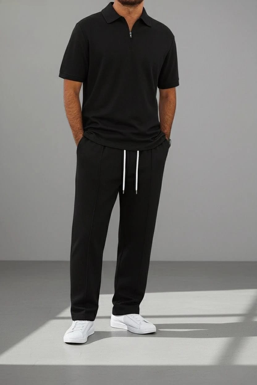 Zip Style T-Shirt Stripes Trouser Tracksuit